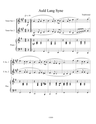 Book cover for Auld Lang Syne (tenor sax duet) with optional piano accompaniment