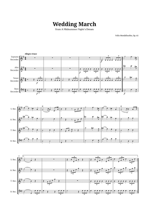 Book cover for Wedding March by Mendelssohn for Recorder Quartet