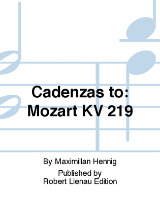 Book cover for Cadenzas to: Mozart KV 219