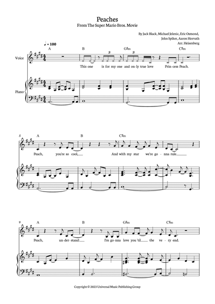 Peaches - Piano, Vocal, Guitar - Digital Sheet Music