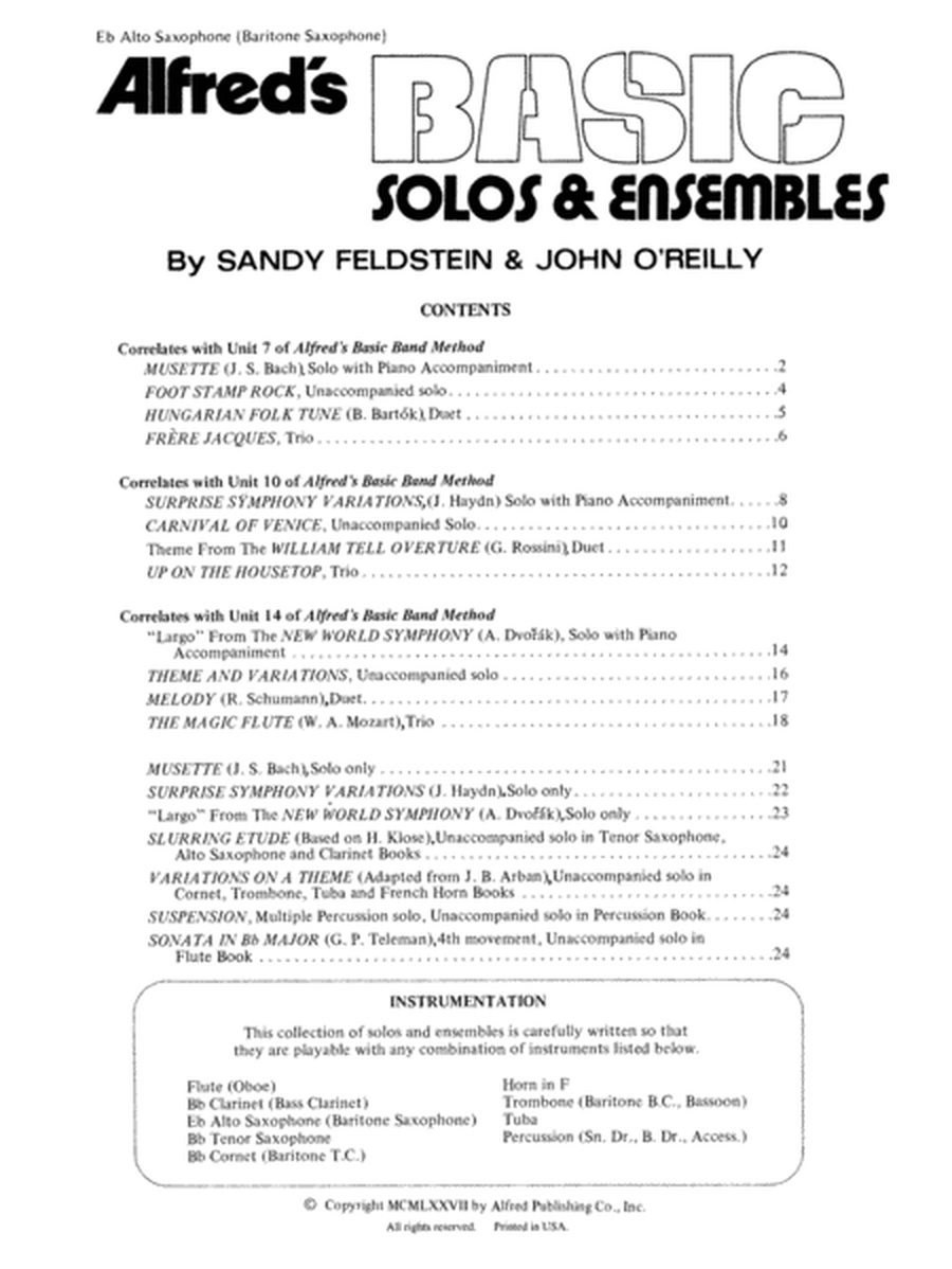 Alfred's Basic Solos and Ensembles, Book 1