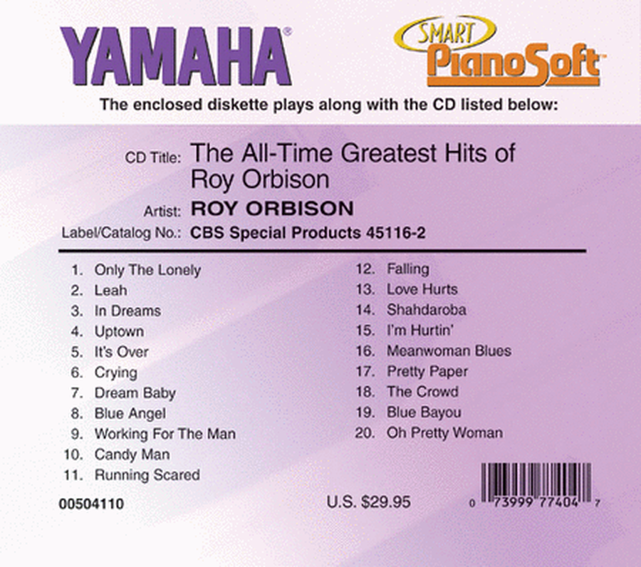 The All-Time Greatest Hits of Roy Orbison - Piano Software