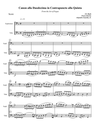 Canon #4 from Bach's Art of Fugue for Tuba Euphonium Duet