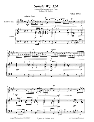 CPE BACH: Sonata in E Minor WQ124 for Baritone Sax & Piano