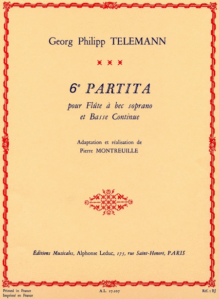 Partita No.6 (recorder & Continuo)