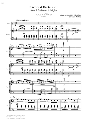 Largo al Factotum - Voice and Piano - F Major (Full Score)