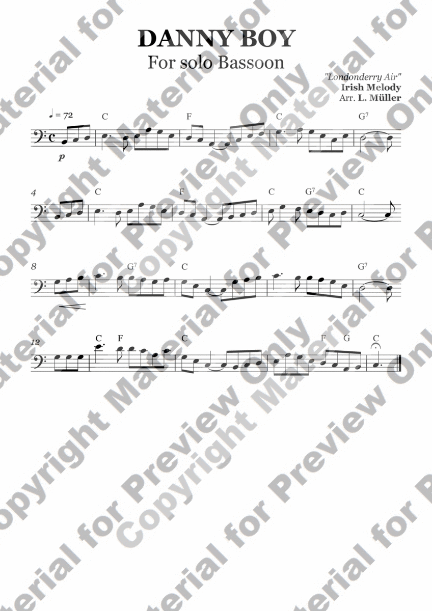 Danny Boy - For Bassoon - With Chords image number null