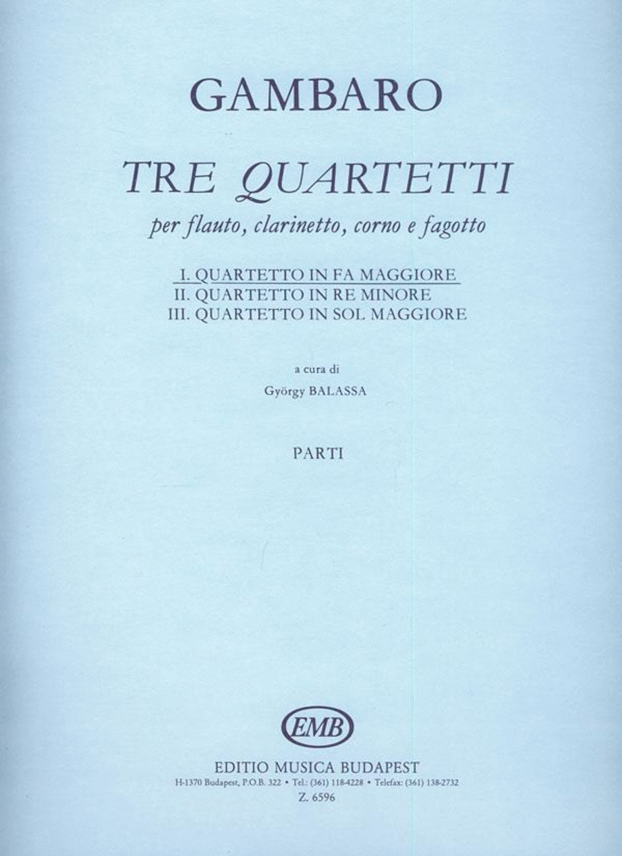 3 quartetti per flauto, clarinetto, corno, fagotto
