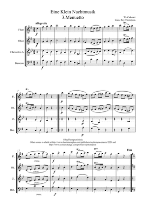 Book cover for Mozart: Serenade No.13 in G "Eine Kleine Nachtmusik" K525 Mvt.III Menuetto and Trio - wind quartet
