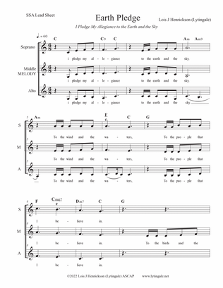 Earth Pledge - (Lead Sheet for SSA)