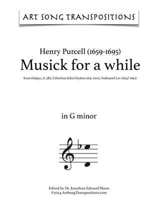 Book cover for PURCELL: Musick for a while (transposed to G minor)