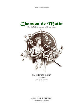 Book cover for Chanson de Matin Op. 15 for clarinet in Bb and piano