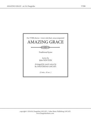 Book cover for Amazing Grace [TTBB chorus + soloists]
