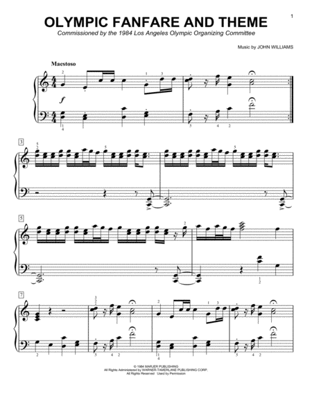 Download Olympic Fanfare And Theme Sheet Music By John Williams