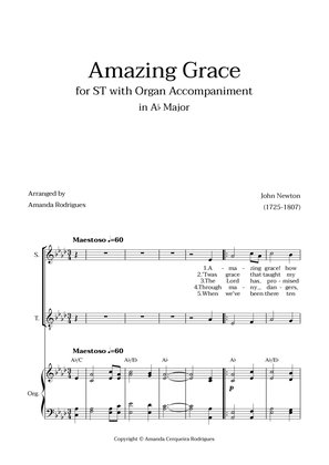 Amazing Grace in Ab Major - Soprano and Tenor with Organ Accompaniment and Chords