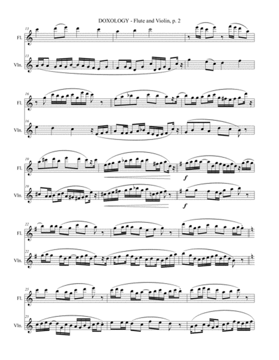 DOXOLOGY (2 Part Invention for Flute and Violin - Score/Parts included) image number null