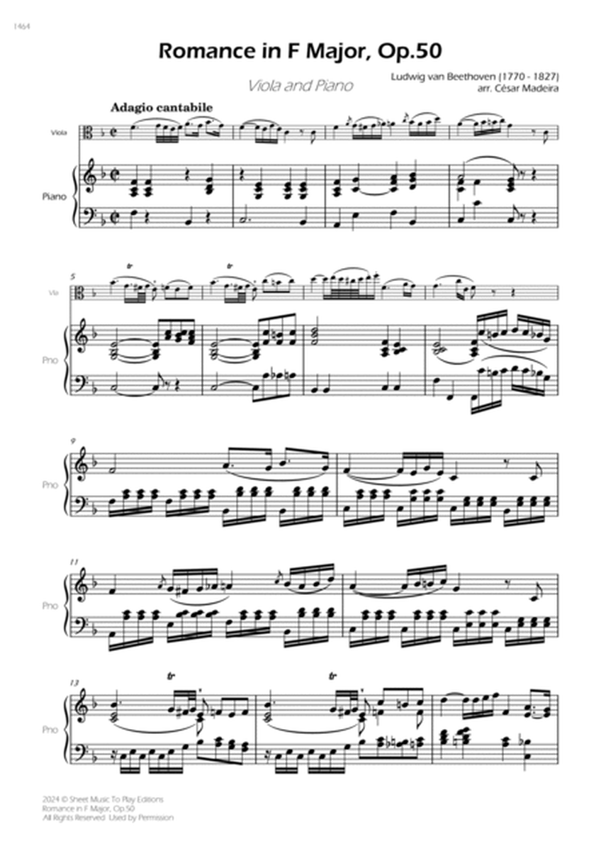 Romance in F Major, Op.50 - Viola and Piano (Full Score and Parts) image number null