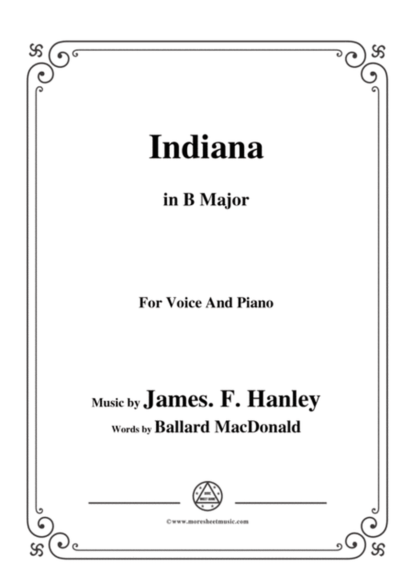 James F. Hanley-Indiana,in B Major,for Voice and Piano image number null