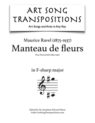 Book cover for RAVEL: Manteau de fleurs (transposed to F-sharp major)