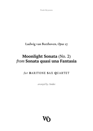 Book cover for Moonlight Sonata by Beethoven for Baritone Sax Quartet