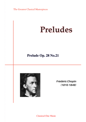 Book cover for Chopin-Prelude Op. 28 No.21 for piano solo