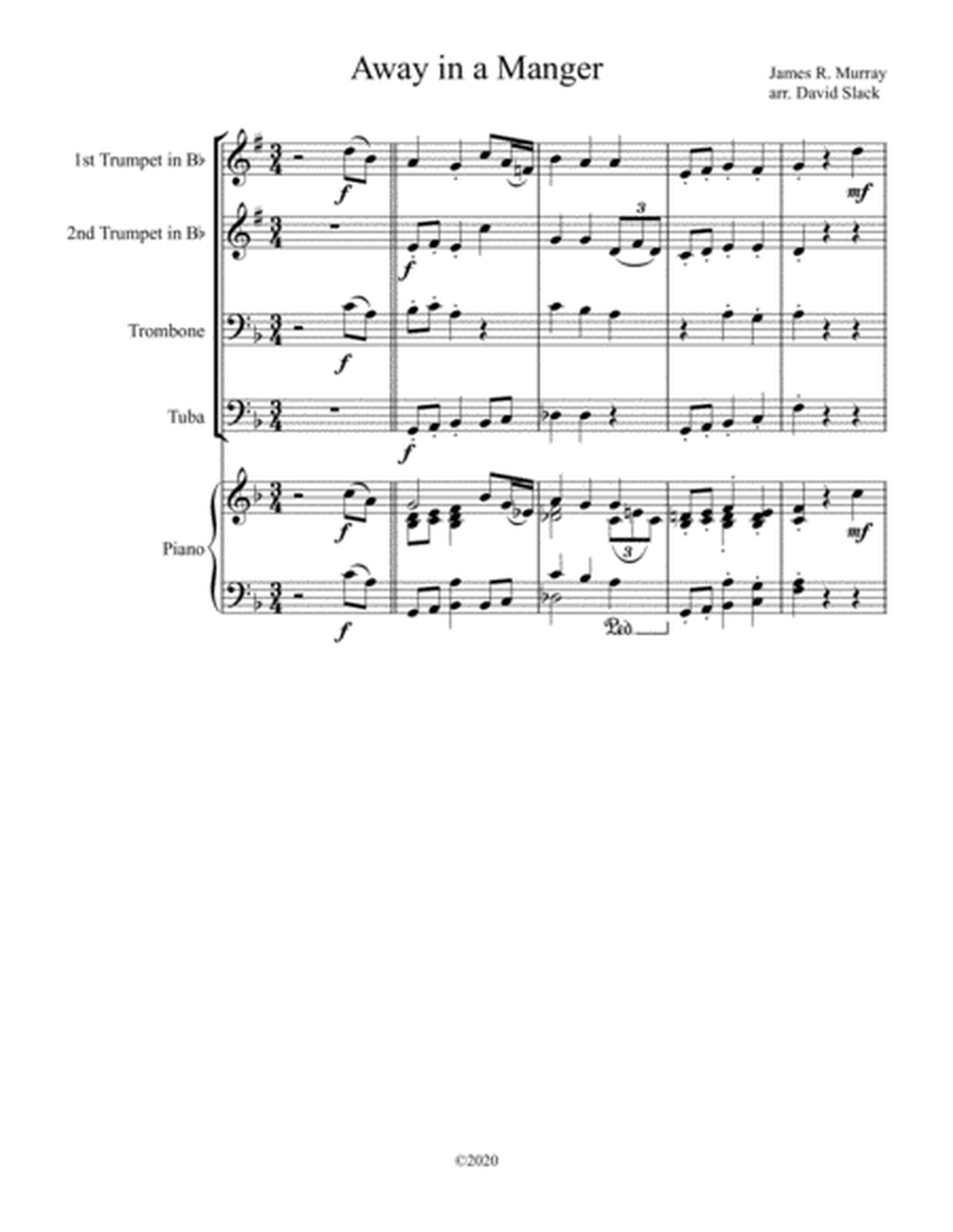 Away in a Manger (Brass Quartet) with optional piano accompaniment image number null