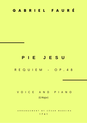 Book cover for Pie Jesu (Requiem, Op.48) - Voice and Piano - G Major (Full Score and Parts)