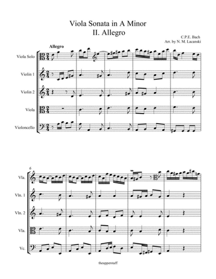 Sonata in A Minor for Viola and String Quartet II. Allegro
