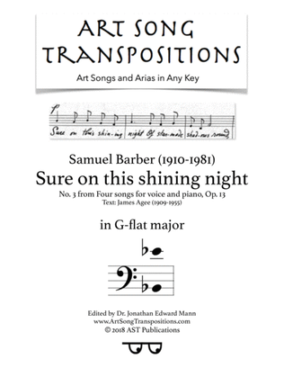 Book cover for Sure On This Shining Night, Op. 13, No. 13