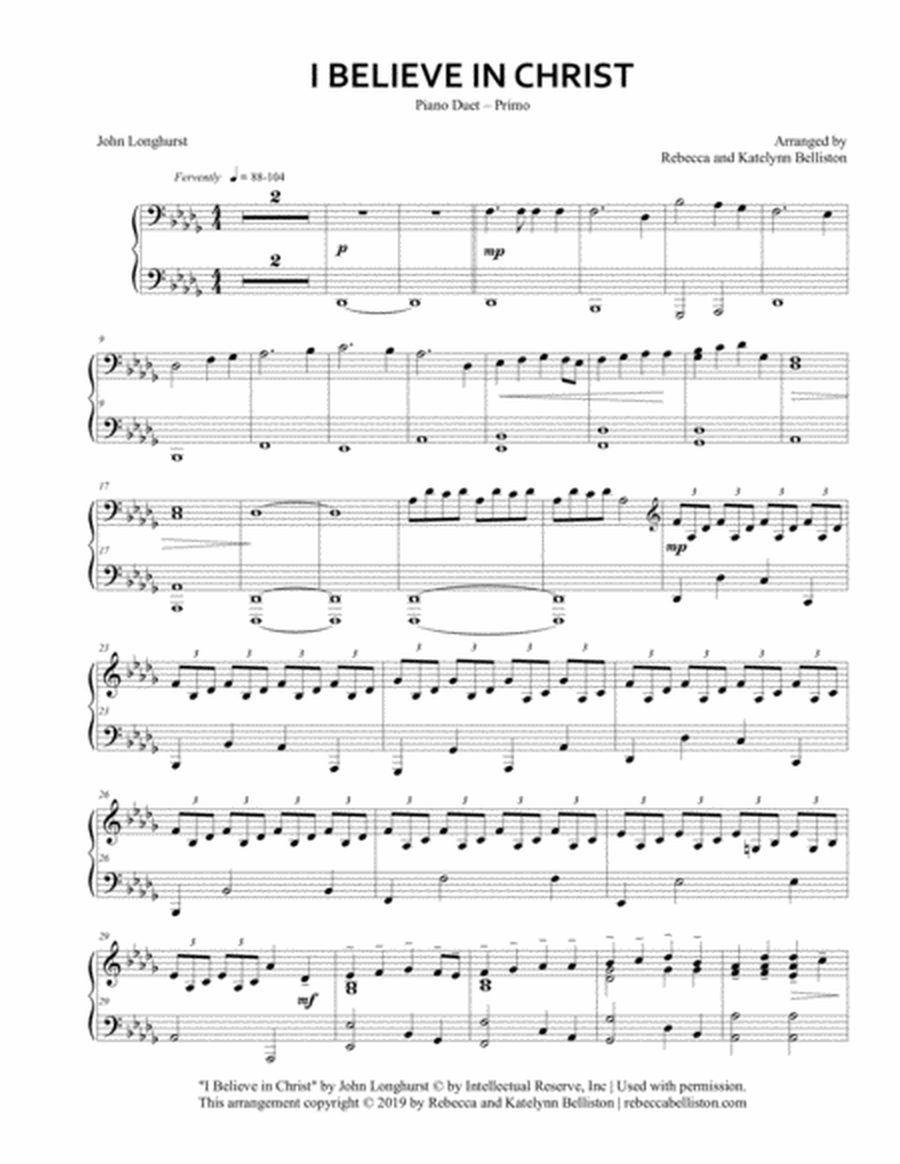 I Believe in Christ (Piano Duet 1P/4H) image number null