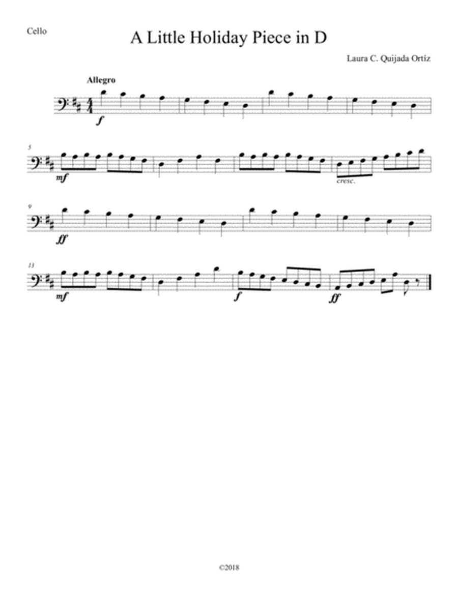 A Little Holiday Piece in D, for beginning string orchestra. SCORE & PARTS. image number null