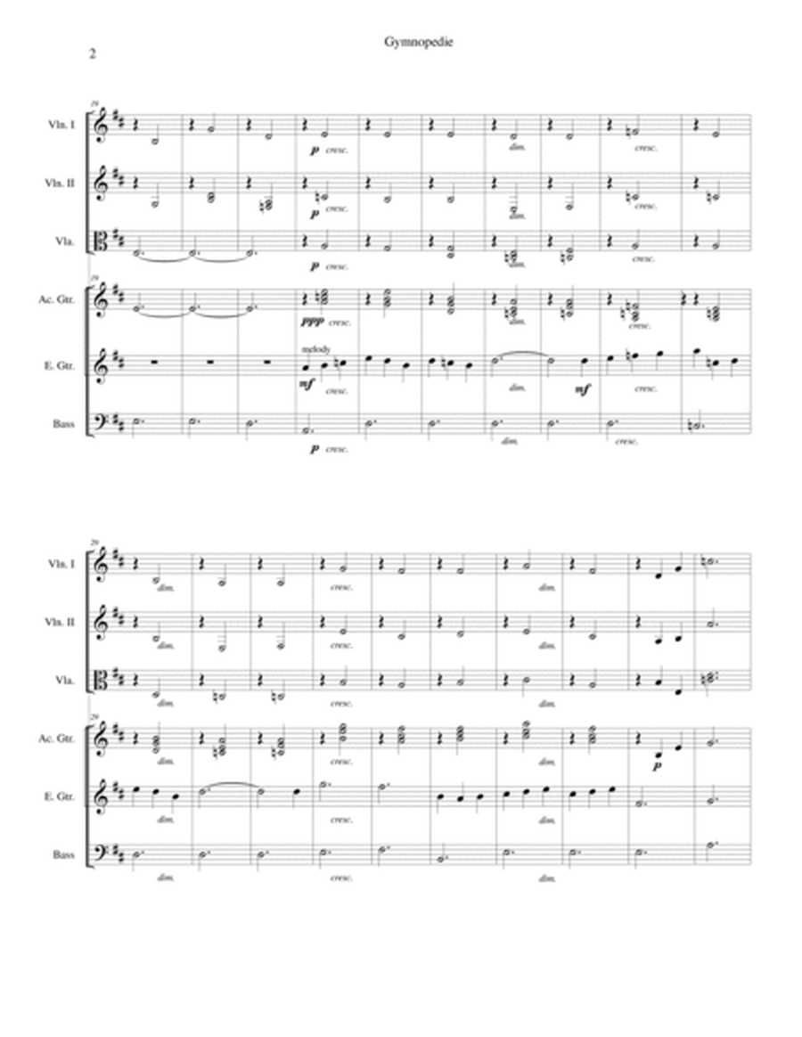 Gymnopedie No. 1: arranged for violins, viola, acoustic guitar, electric guitar and bass guitar image number null