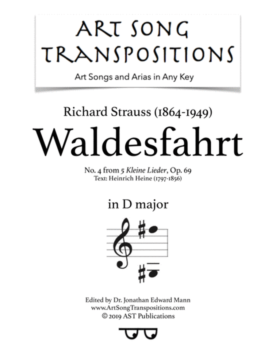 STRAUSS: Waldesfahrt, Op. 69 no. 4 (transposed to D major)