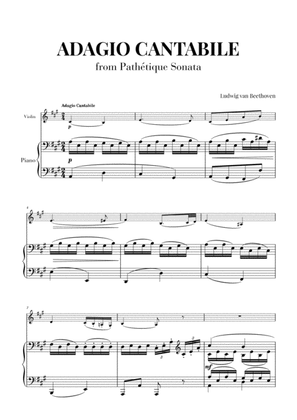 Book cover for Sonata Pathetique (2nd Movement) - Adagio Cantabile for Violin and Piano