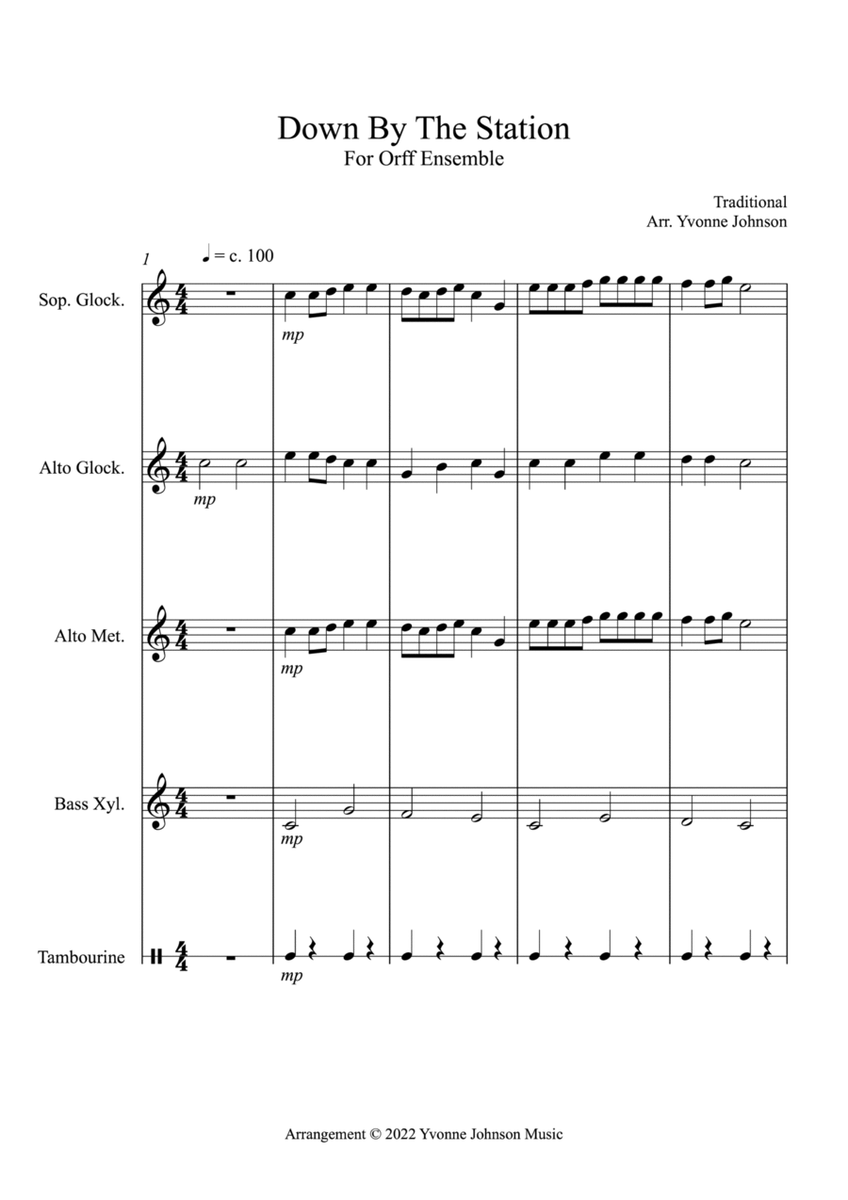 Down By The Station - For Orff Ensemble image number null