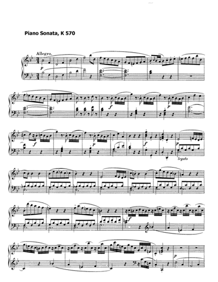 Mozart - Piano Sonata No 17 in Bb major K 570 (Full Original Complete Version) image number null