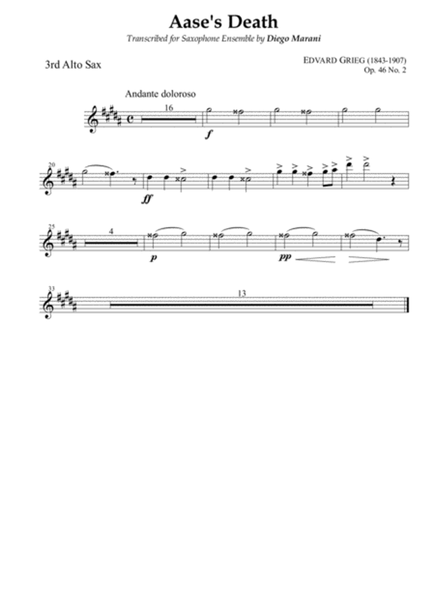 Peer Gynt Suite Op. 46 No. 1 for Saxophone Ensemble - Alto Sax 3