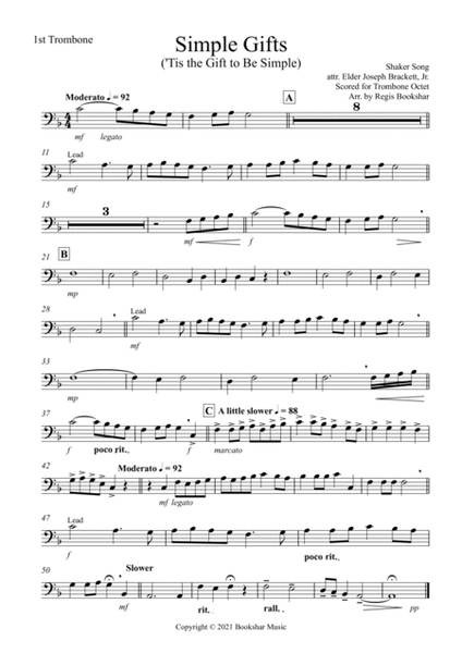 Simple Gifts Sheet music for Trombone, Tuba, Trumpet in b-flat