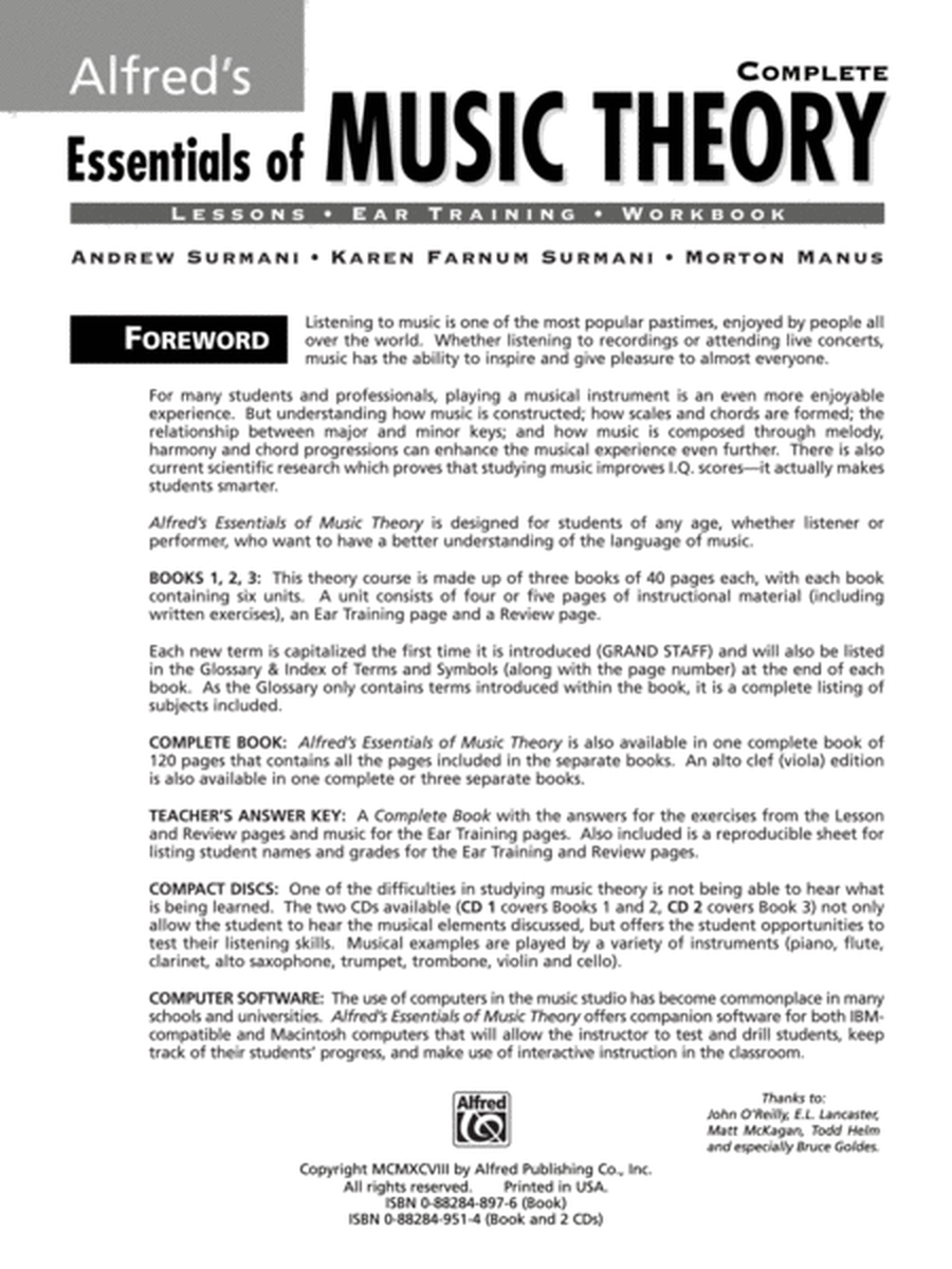 Alfred's Essentials of Music Theory - Complete (Book/CDs)