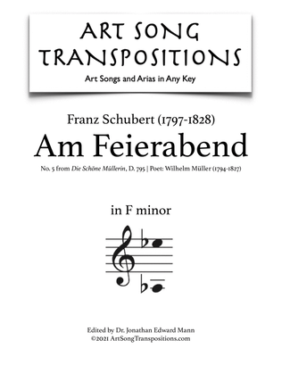 Book cover for SCHUBERT: Am Feierabend, D. 795 no. 5 (transposed to F minor)