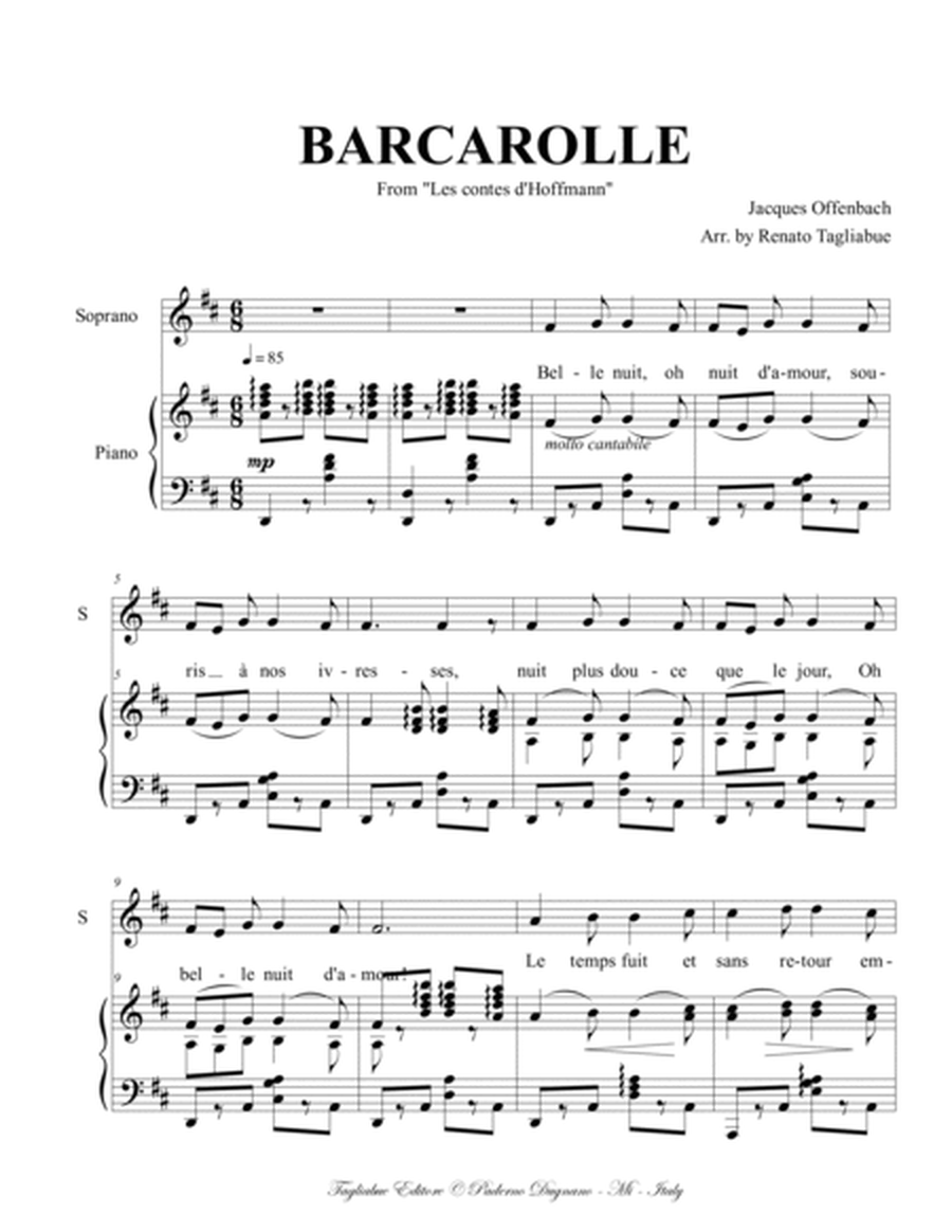 BARCAROLLE From "Les contes d'Hoffmann" - Arr. for Soprano and Piano image number null