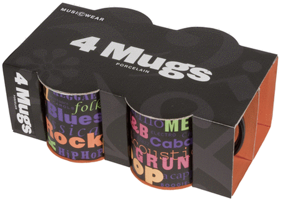 Fine China Mug 4 Pack - Music Genres