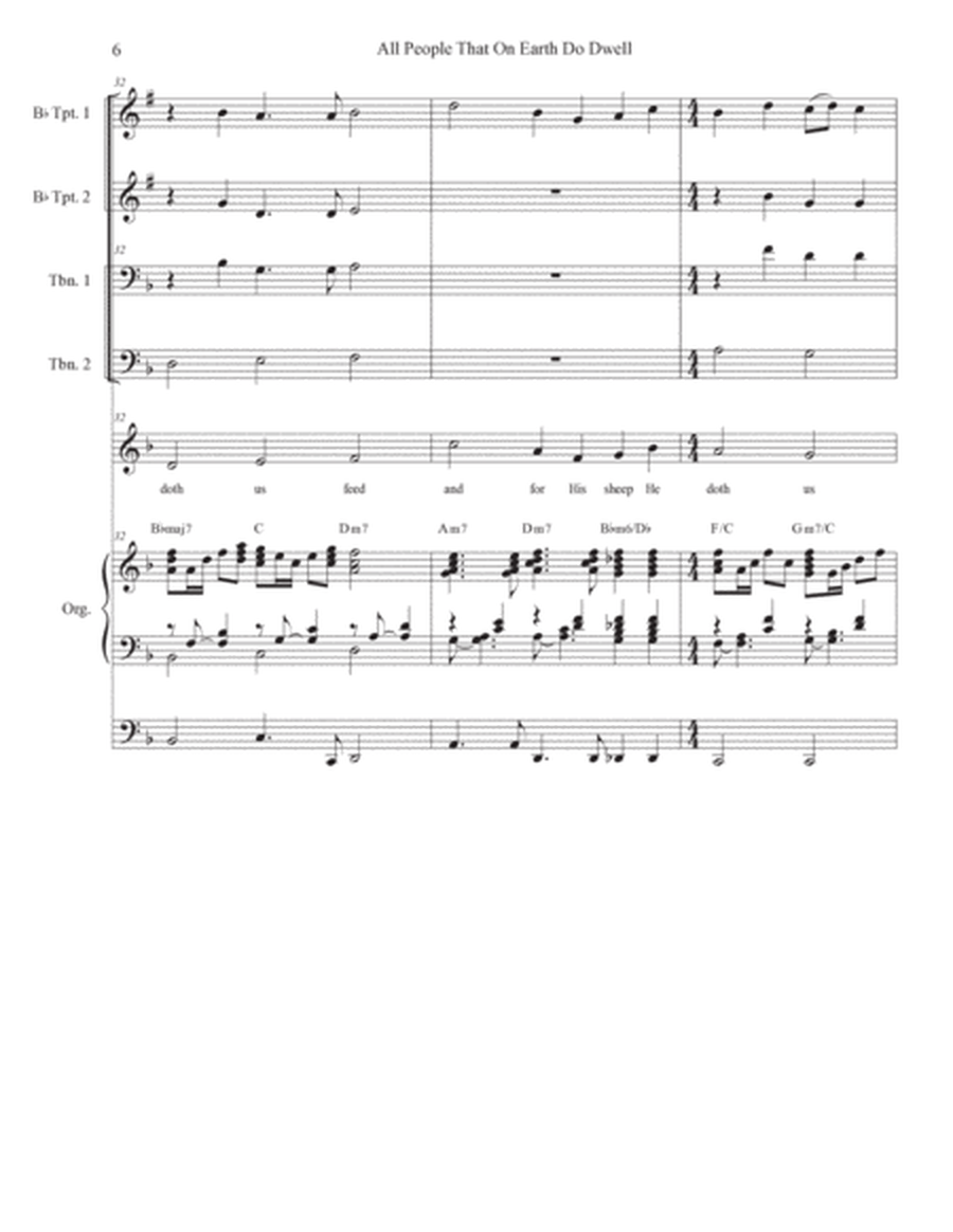 All People That On Earth Do Dwell (Unison choir - High Key) (Full Score - Alternate) - Score Only image number null