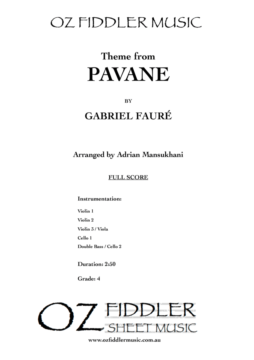 Theme from Pavane, by Gabriel Faure image number null