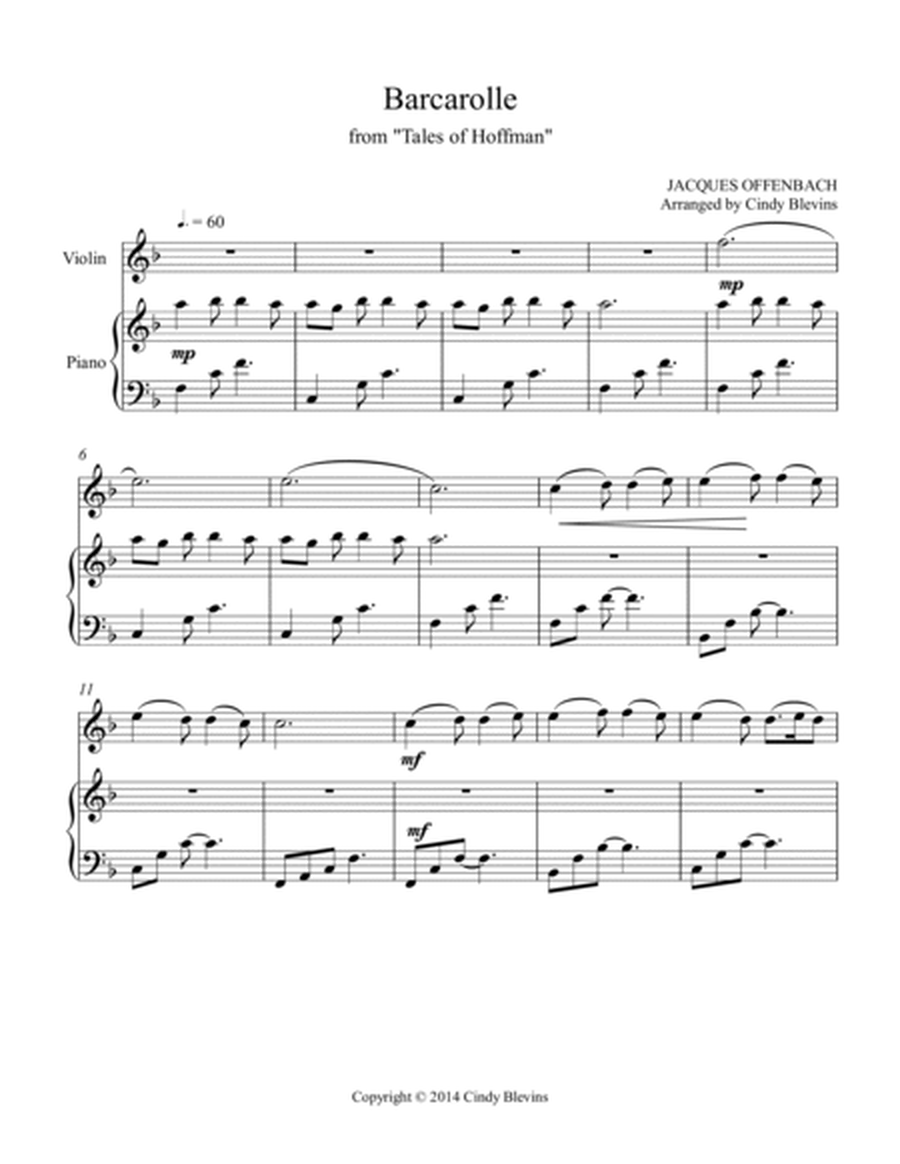 Barcarolle, for Piano and Violin image number null