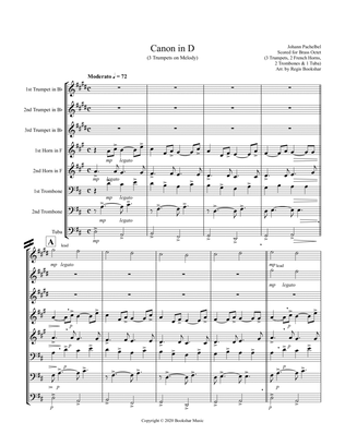 Canon in D (Pachelbel) (D) (Brass Octet - 3 Trp, 2 Hrn, 2 Trb, 1 Tuba) (3 Trp lead)