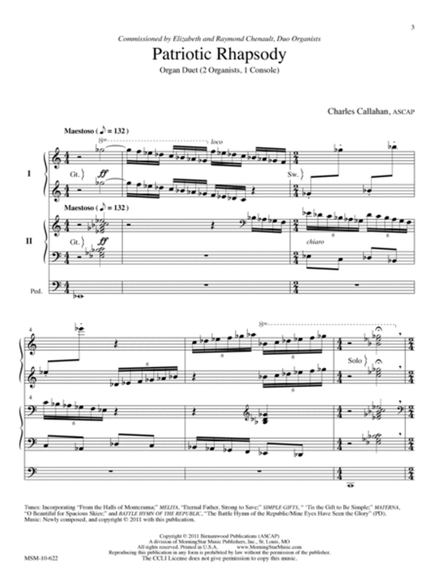 Patriotic Rhapsody: Organ Duet on American Hymntunes