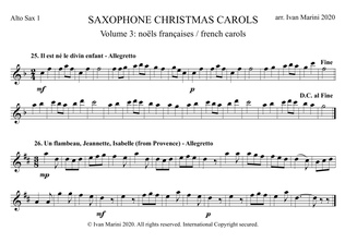 SAXOPHONE CHRISTMAS CAROLS vol. 3 - 13 world famous French Carols for Sax Quartet (SATB or AATB)