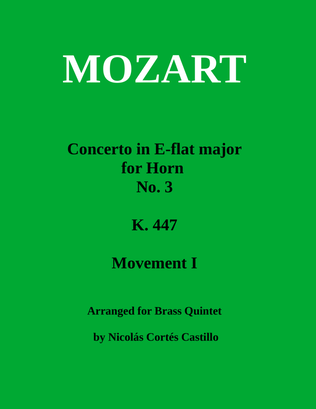Book cover for Mozart - Horn Concerto No. 3 Movement 1 - Brass Quintet