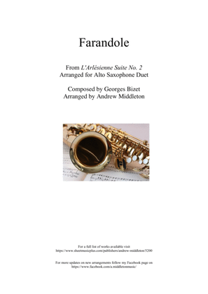 Book cover for Farandole from L'Arlesienne Suite No. 2 arranged for Alto Saxophone Duet